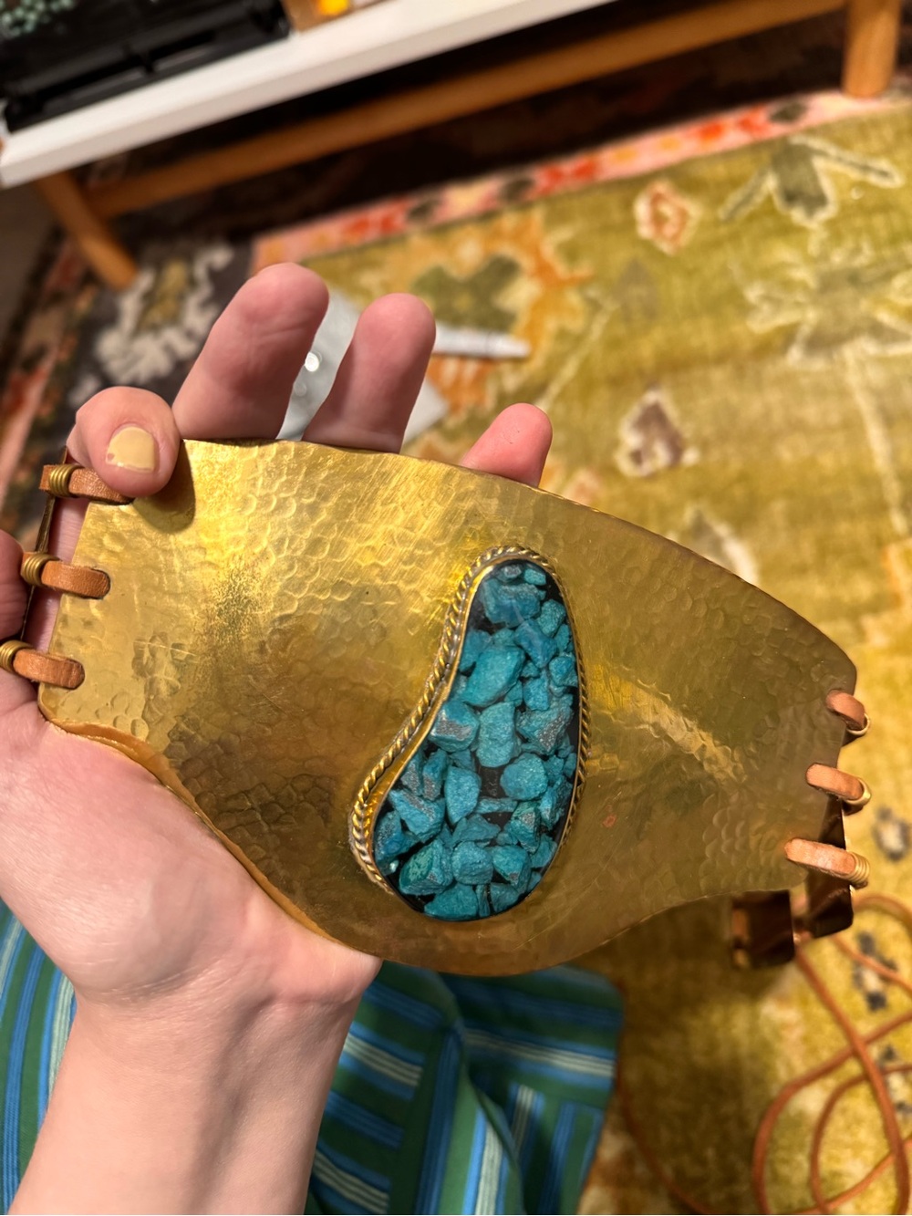 Free People ✨RARE✨ Dorado Wrap Belt Gold & Turquoise Bohemian OS - Picture 8 of 12